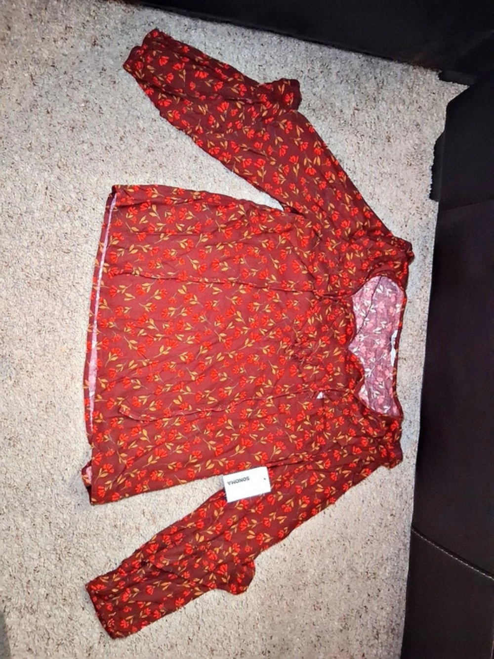 Sonoma Floral Blouse in Brown & Red Size Large